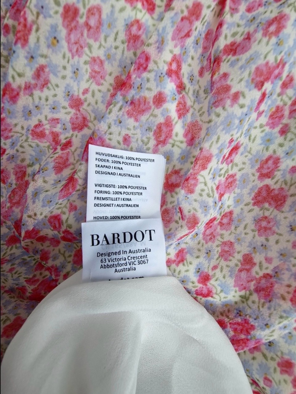 Bardot Pink Ditsy Floral Ruched Midi Dress Size 6 NWT - Picture 9 of 10